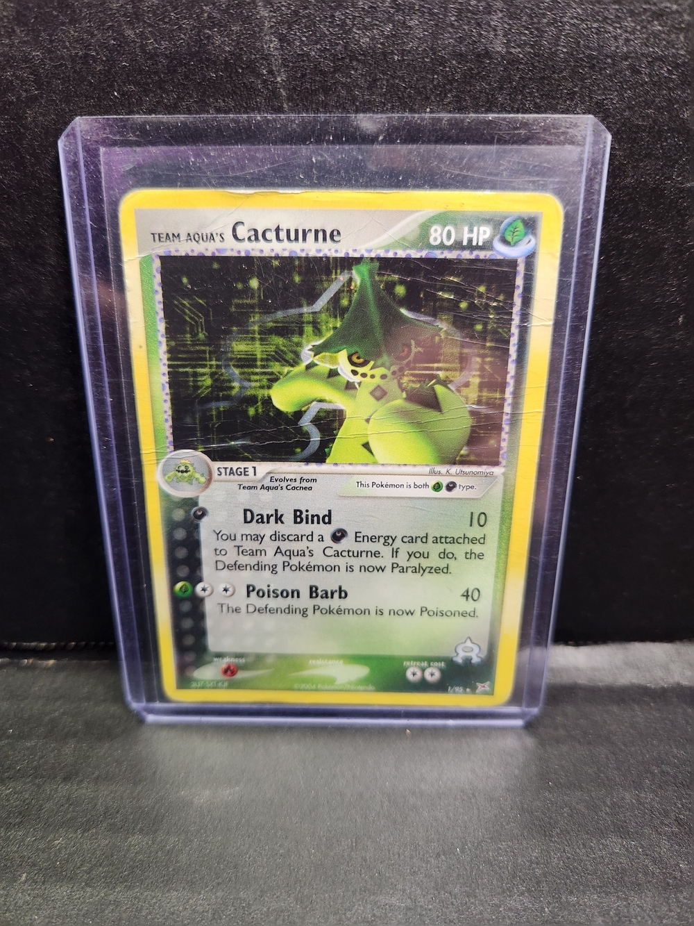 Team Aqua's Cacturne Holographic Trading Card - Green